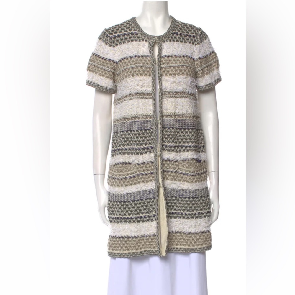 DVF Diane Von Furstenberg Arryn Striped Sweater Cardigan Sz Medium Short Sleeve.